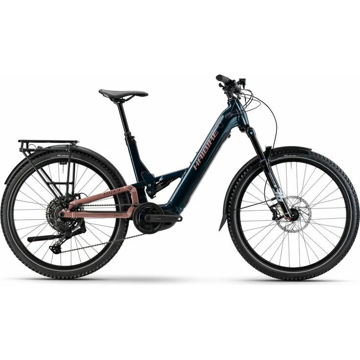 Haibike ADVENTR 8.5 Low Copper/Mystery, E-Mountainbike 27,5" mit 600 Wh Akku, 140 mm Federweg, dunkelblau