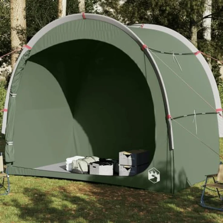 vidaXL Beistellzelt, Lagerzelt mit Stauraum, Umkleidezelt Wasserdicht Tragbar, Campingzelt Aufbewahrungszelt Zelt, Grün 185T Polyester – Bild 2
