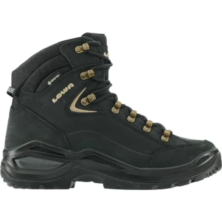 LOWA® RENEGADE EVO GTX MID Damen Wanderschuhe, wasserdichte Trekkingschuhe, schwarz/champagner, Größe 37, mit GORE-TEX® Membran und Vibram® Sohle – Bild 1