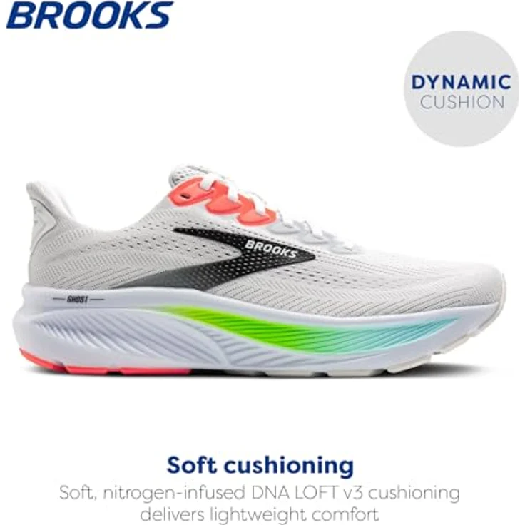 Brooks Ghost 17, Laufschuhe mit Dämpfung und Komfort, ONYX WHITE / MOD GRAY / REFLEC, Größe 47.5 – Bild 2