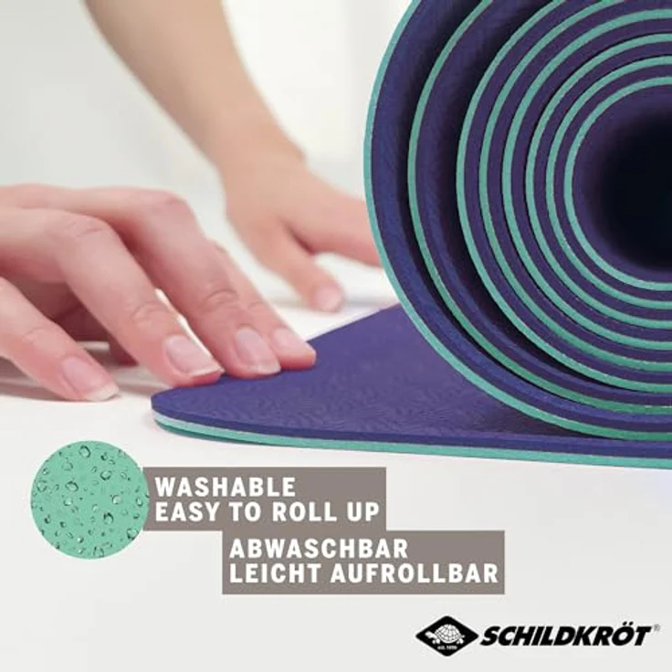 Schildkröt Fitness Yogamatte BICOLOR, PVC-freie, zweifarbige Yogamatte, wählbar, hochwertig strukturierte Oberfläche, sehr rutschfest, 180 x 61 x 0,4 cm, in Tragetasche – Bild 5
