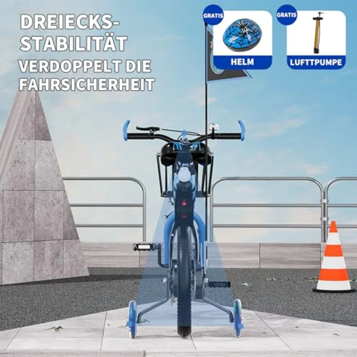 Habib Gruppe Kinderfahrrad, Komplettset mit Sicherheitshelm, LED-Stützrädern, höhenverstellbarem Lenker und stabilem Stahlrahmen – Bild 4