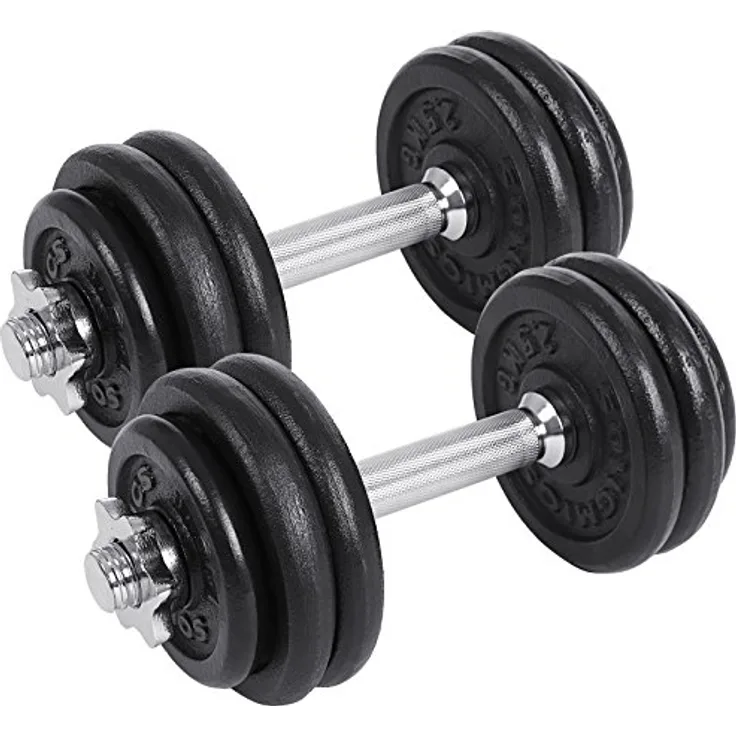 SONGMICS Hanteln, Hantelset aus Gusseisen, 2 x 15 kg, verstellbar, für Männer und Frauen, Workout, Fitnesstraining, Gewichtheben für Zuhause, Fitnessstudio, schwarz SYL30T