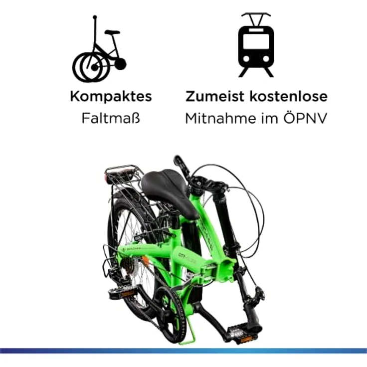Zündapp ZF20 Speed Folder, 20 Zoll Klapprad mit 6 Gang Shimano Tourney Schaltung, schwarz/grün – Bild 6