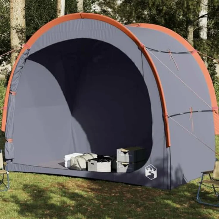 vidaXL Beistellzelt, Lagerzelt mit Stauraum, wasserdicht und tragbar, Grau Orange, 185T Polyester – Bild 2