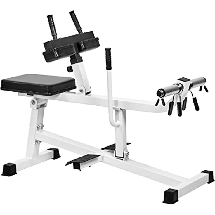 Bad Company Wadenmaschine sitzend I Fitnessgerät für das Wadentraining passend für 30/31 mm oder 50/51 mm Hantelscheiben I BCA-06