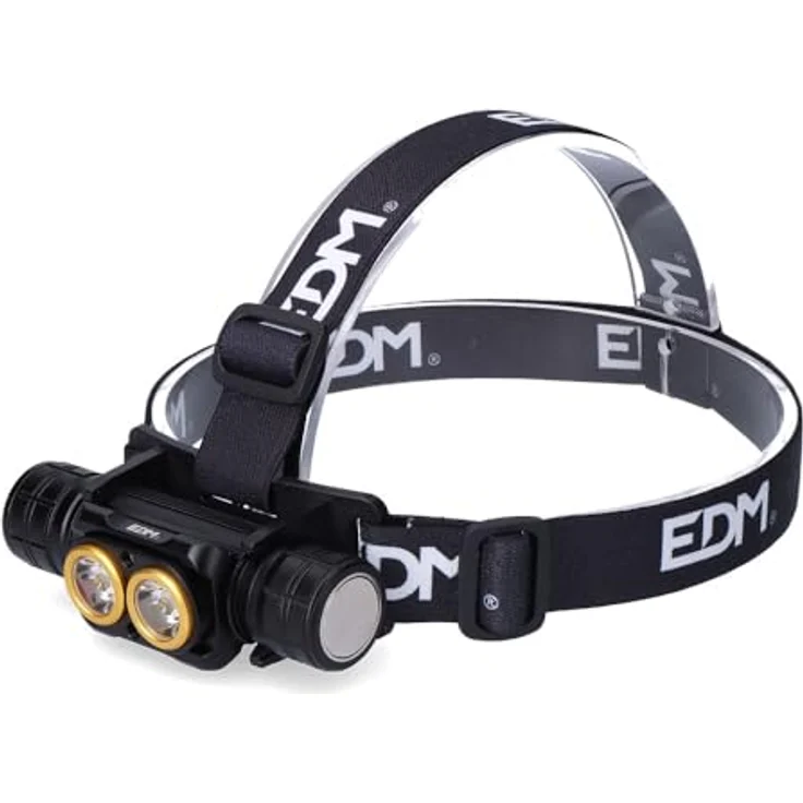 EDM Stirnlampe 3000 lm, 4 Modi, IP44, 2600mAh Lithium-Batterie, USB Typ-C, mit Stirnband und Magnet – Bild 1