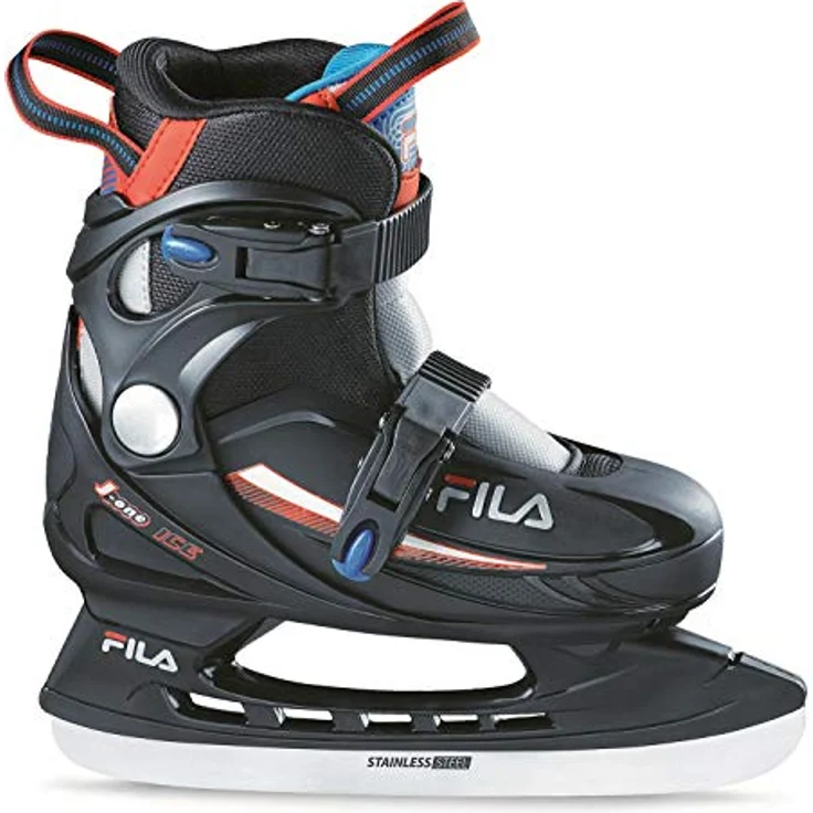 Fila J-ONE Ice HR Inline Skate, Herren, mit wachsenden Größen von 31-35, schwarz/rot/blau, Edelstahlklinge für Eiskunstlauf – Bild 1