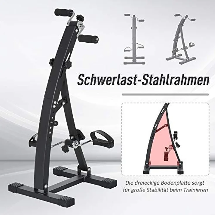 HOMCOM Heimtrainer Bewegungstrainer Pedaltrainer für Senioren Stahl Schwarz 40 x 42,5 x 100cm – Bild 3