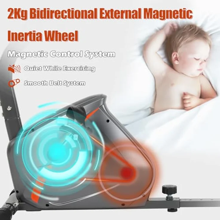 ISE Ergometer Heimtrainer mit Magnetbremssystem, Transporträdern, Pulssensoren und LCD-Display, 8 einstellbare Widerstandsstufen, SY-6802 – Bild 4