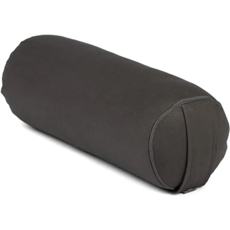 Bodhi Yoga Mini Bolster ECO | Ø 14 cm | 100% Bio-Baumwolle | Nackenrolle mit Buchweizenschalen | Yogabolster mit abnehmbarem und waschbarem Bezug | Yogarolle für Meditation | anthrazit – Bild 1
