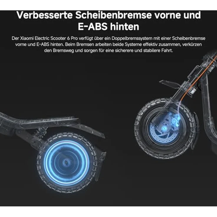 XIAOMI Electric Scooter 6 Pro E-Scooter, 12 Zoll Offroad-Reifen, 70 km Reichweite, 1000W, Vollfederung, App, Schwarz – Bild 11