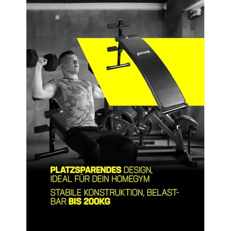 SPORTINATOR® Sit Up verstellbare Trainingsbank mit abwischbarem Kunstlederbezug, drei Halterungen, inkl. 2 Widerstandsbändern (Schwarz) – Bild 4