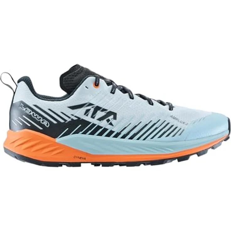 Lowa Amplux 2, Trailrunningschuh mit Dämpfung und Abrolleigenschaften, nebelblau/orange, Gr. 42 – Bild 2