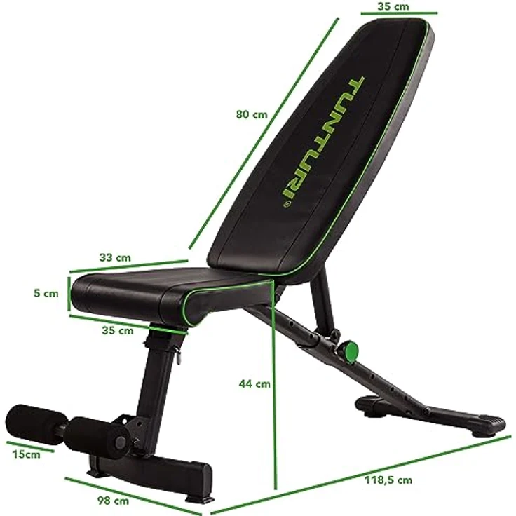Tunturi Hantelbank UB20, verstellbare Fitnessbank, negativ Winkel, Bauchbrett – Bild 4