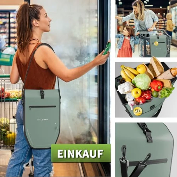 Eloneo Velotasche, 28 l Gepäckträgertasche aus wasserdichtem Material mit LED-Streifen und reflektierenden Elementen – Bild 4
