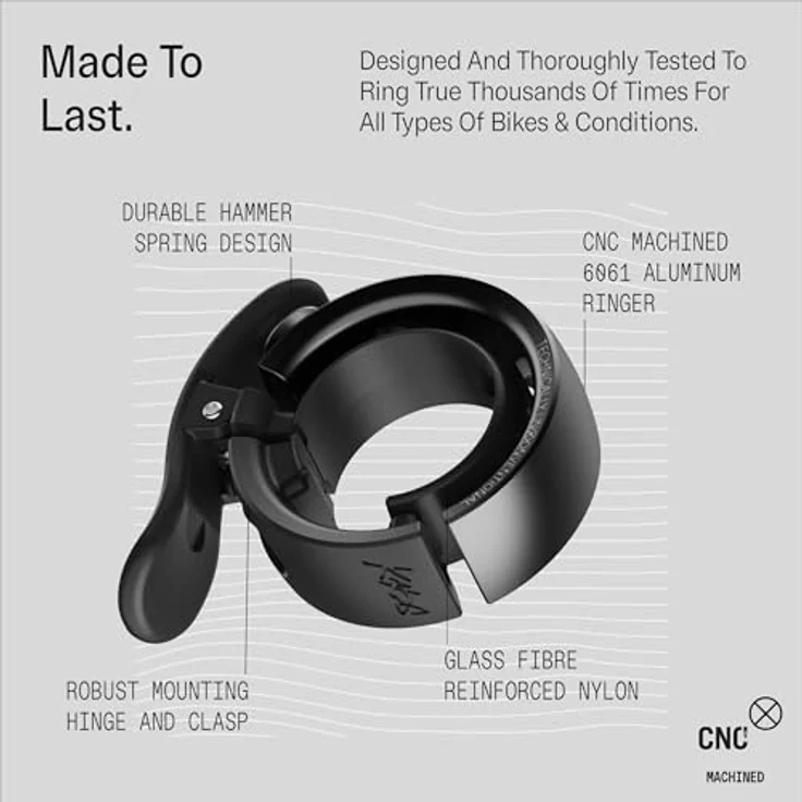 Knog Oi Prima, robuste Fahrradklingel für 23,8-31,8 mm Lenkstangen, anthrazit – Bild 4