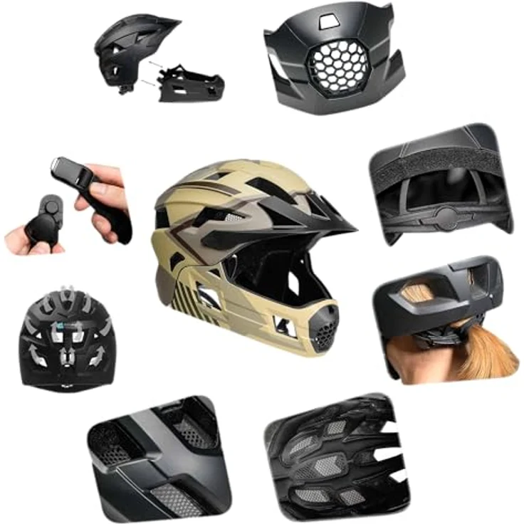 Crazy Safety Titan Fullface, Velohelm für 54 - 57 cm Kopfgröße, maximaler Schutz mit gepolstertem Innenleben und Belüftungssystem – Bild 5