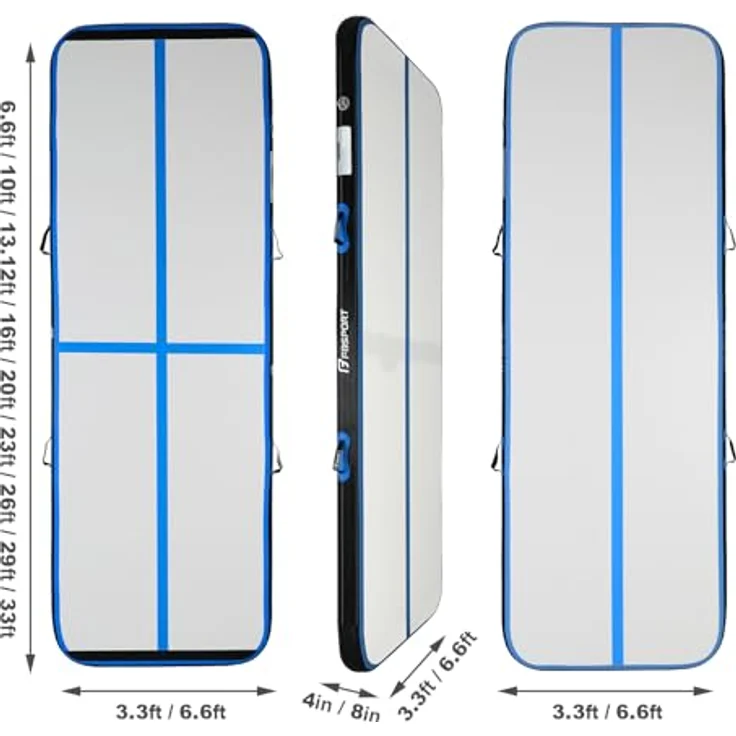 FBSPORT Airtrack Matte 20cm Hoch, 3M Tumbling Matte mit Luftpumpe und Tragetasche, Gymnastikmatte für Zuhause, Outdoor und Yoga – Bild 2