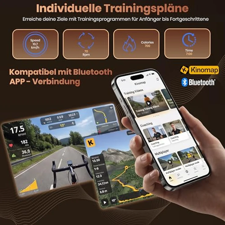 AsVIVA H22 Ergometer, Heimtrainer für Indoor Ausdauertraining mit 13 Programmen, Bluetooth-App-Kompatibilität, grau – Bild 5