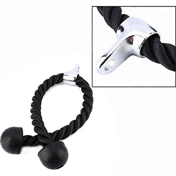yiqi Unisex – Erwachsene Trizeps-Seil/Bizeps Tau, Schwarz, Doppelendiges – Bild 4