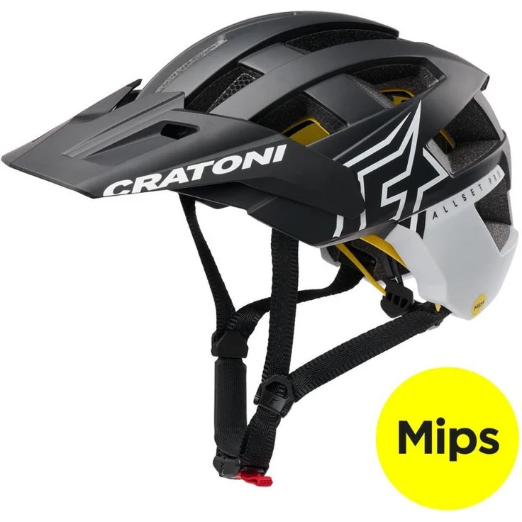 Cratoni AllSet Pro MIPS, MTB Fahrradhelm schwarz/weiß matt, Gr. S/M (54-58cm) mit optimaler Belüftung und anpassbarem Sitz