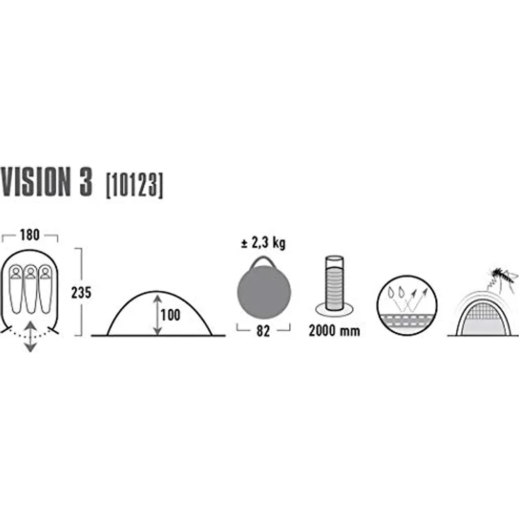 High Peak Wurfzelt Vision 3, Pop Up Zelt für 3 Personen, Festivalzelt freistehend, super leichtes Schnellöffnungs-Wurfzelt, 1500 mm wasserdicht, Ventilationssystem, Moskitoschutz in Blau – Bild 2