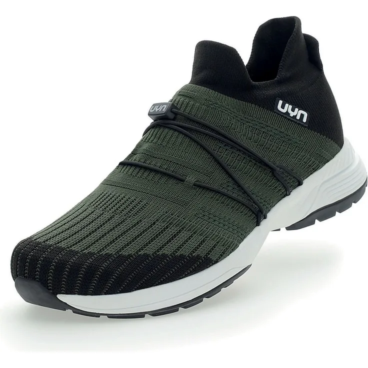 UYN Free Flow Tune Slip-on Sneaker, Damen Laufschuhe mit Merinowolle und hoher Atmungsaktivität, military green, Größe 37
