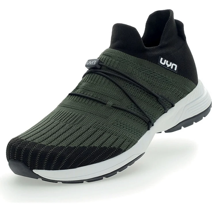 UYN Free Flow Tune Slip-on Sneaker, Damen Laufschuhe mit Merinowolle und hoher Atmungsaktivität, military green, Größe 37