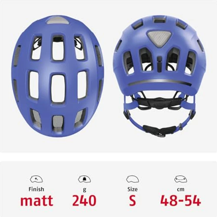 ABUS Youn-I 2.0 Fahrradhelm, mit Licht für Kinder und Jugendliche, mono blau, Größe S – Bild 3