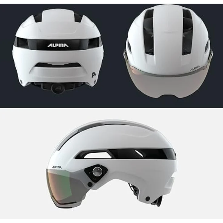 Alpina SOHO Visor V, Urban Fahrradhelm für City-Fahrer, weiß, 51-56 cm, mit Hi-EPS und 9 Lüftungsöffnungen – Bild 4