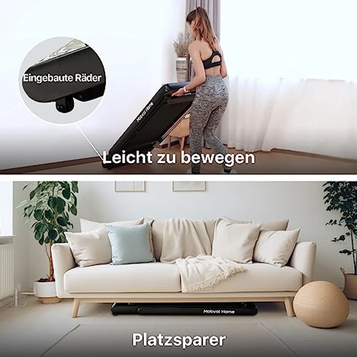 Mobvoi Home Laufband für Zuhause Klappbar 2,25 Ps Elektrisch Walking pad 12 KM/H eingebauter Bluetooth-Lautsprecher Fernbedienung Lauf- und Laufgerät für Heimfitnessübungen,Schwarz – Bild 5