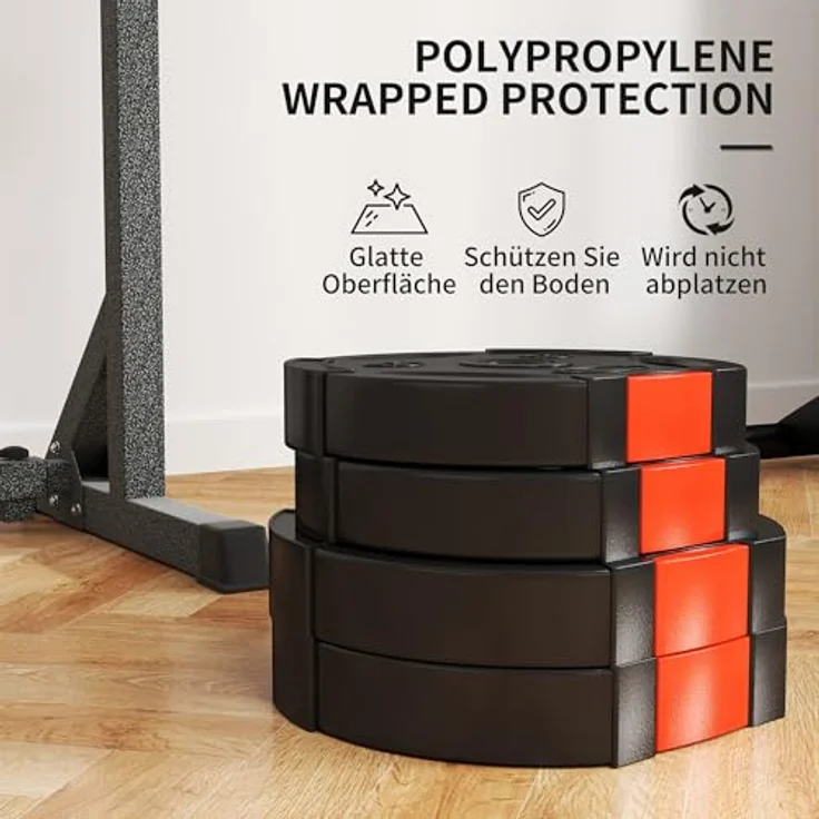 SPORTNOW Hantelscheiben Set von 4, Tri Grip mit 30 kg, geeignet für 2,5 cm Hantelstange, Schwarz – Bild 5