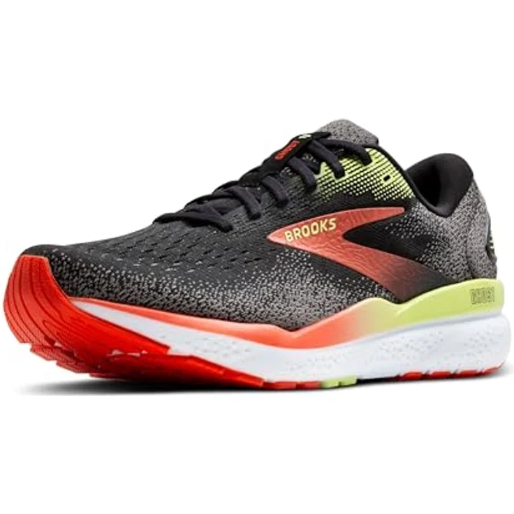 Brooks Running Ghost 16, Herren Laufschuhe mit Stabilität und Komfort, Black/Mandarin Red/Green, Größe 45.5 – Bild 1