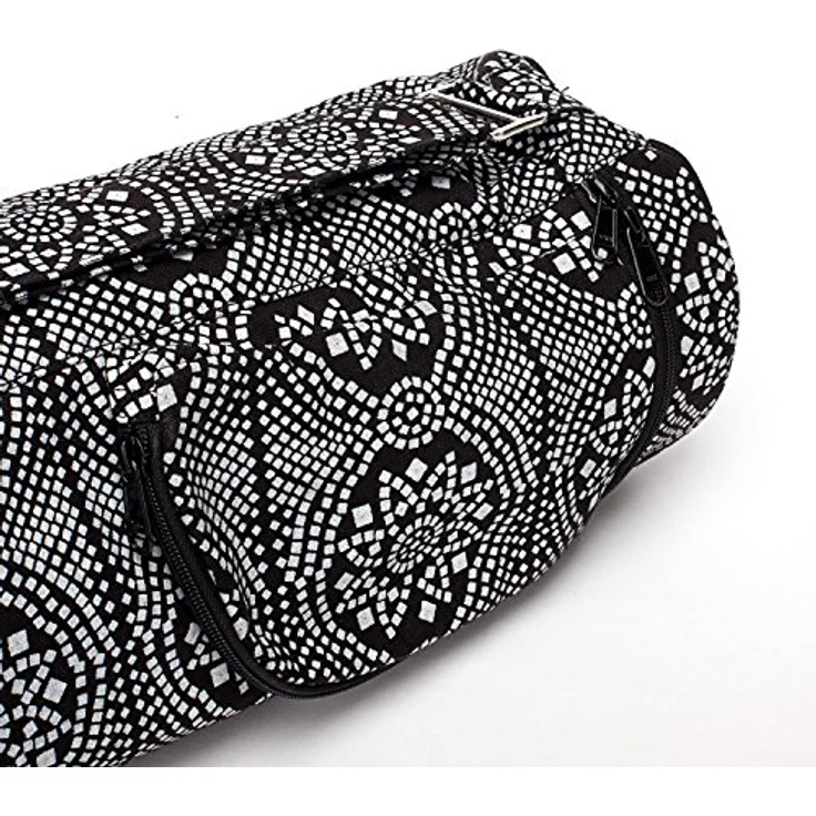 Bodhi Yogatasche ASANA Bag Cotton | Maharaja Collection | Yogamattentasche in verschiedenen Größen | Baumwolltasche für Yogamatte & Zubehör | inkl. Außentaschen | 80 cm | Bandhani/schwarzweiß – Bild 2