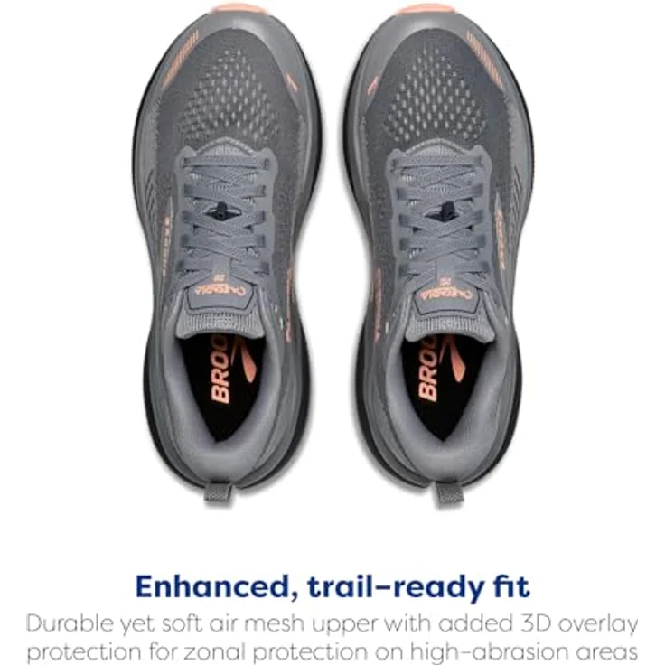 Brooks Cascadia 20 Damen All-Terrain-Laufschuh mit Vibram Megagrip Sohle, Grey/Grey/Peach, Größe 40.5 – Bild 6