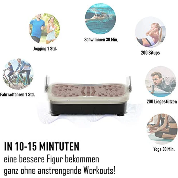 HOMCOM Vibrationsplatte Vibrationstrainer Vibrationsgerät Fitnesstrainer LED-Anzeige USB-Lautsprecher Trainingsbänder Fernbedienung - Preisvergleich – Bild 5