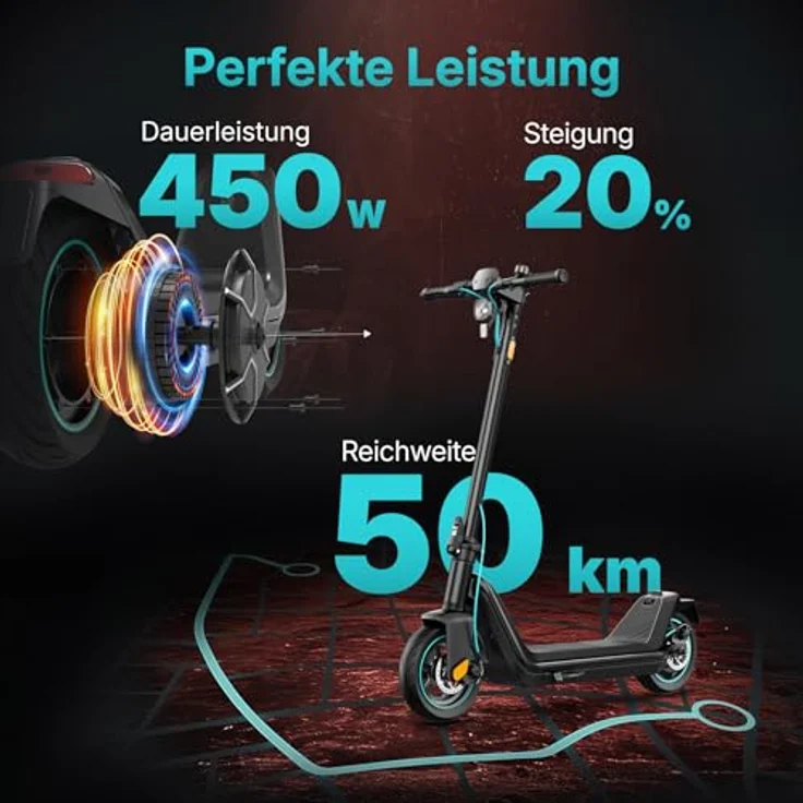 Odys E-Scooter ALPHA X5 PRO II, 20 km/h, bis zu 50 km Reichweite, 450 Watt Motor, 120 kg Traglast – Bild 2