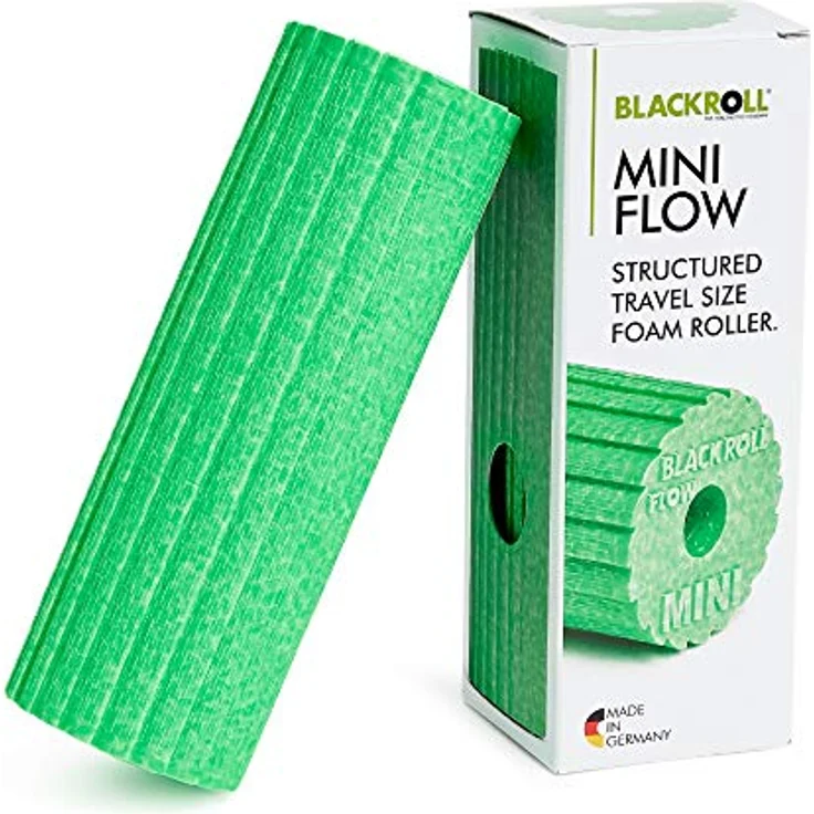 BLACKROLL® MINI FLOW Faszienrolle, handliche Fitness-Rolle 15 x 5 cm mit geriffelter Oberfläche, mittlere Härte, Made in Germany, Grün – Bild 1