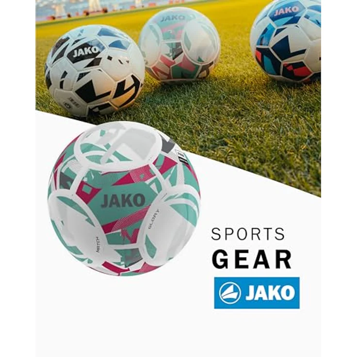 JAKO Spielball Glory, FIFA QUALITY PRO, Größe 5, weiß/Ruby red/cool Gray, optimales Handling und Grip für Kunstrasen – Bild 2