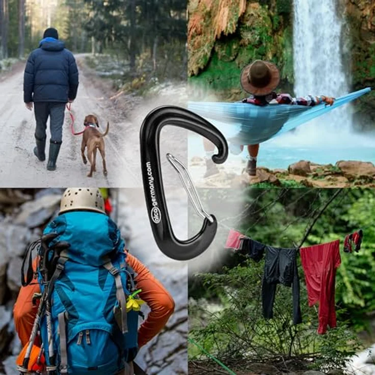 alca® Karabiner-Haken, 2er Set, 500 kg belastbar, rostfrei und witterungsbeständig, ideal für Camping und Outdoor – Bild 3