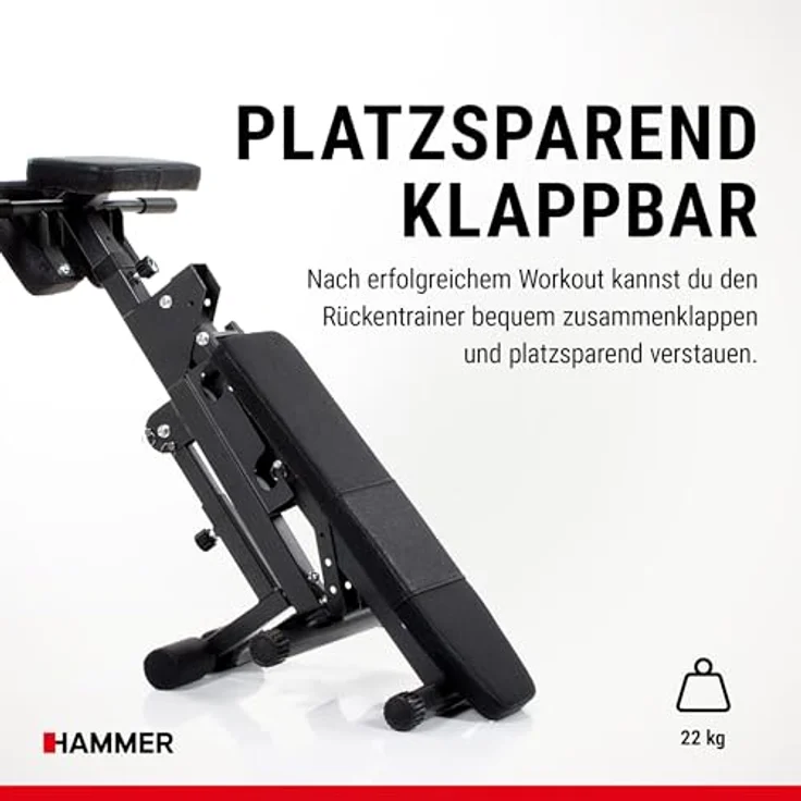 HAMMER Bauch Rückentrainer Ab And Back Trainer Bauch-rückentrainer, schwarz, 7-fach verstellbare Rückenlehne, ergonomisches Design, platzsparend klappbar – Bild 5
