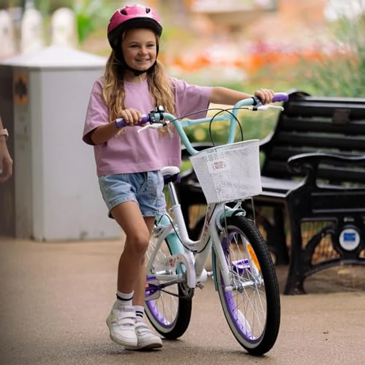 Huffy Girly Girl 20-Zoll Kinderfahrrad, weißes Singlespeed mit Blumengrafik und großem Lenkerkorb – Bild 8