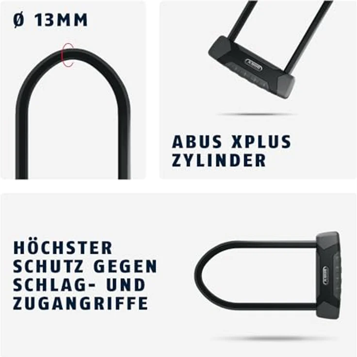 Abus Granit XPlus 540, Veloschloss (30 cm) mit höchster Sicherheitsstufe, gehärtetem Stahl und XPlus-Zylinder – Bild 4
