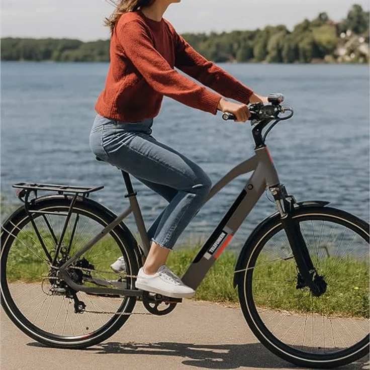 TELEFUNKEN XT490 E-Bike 28 Zoll Damen Trekking Pedelec, 250 W Heckmotor, 8-Gang Kettenschaltung, 417,6 Wh Akku, Granitgrau – Bild 5