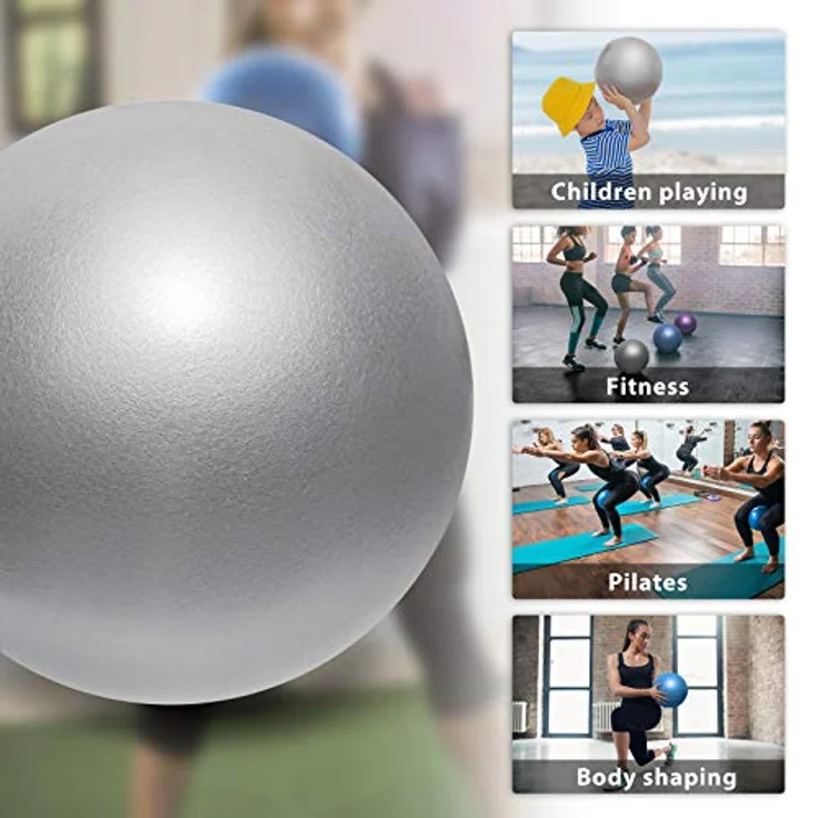 Cikyner Soft Pilates Ball, 23-25cm Kleiner Gymnastikball mit aufblasbarem Strohhalm, für Pilates, Yoga, Ganzkörpertraining, Verbesserung des Gleichgewichts zu Hause im Fitnessstudio und im Büro – Bild 5