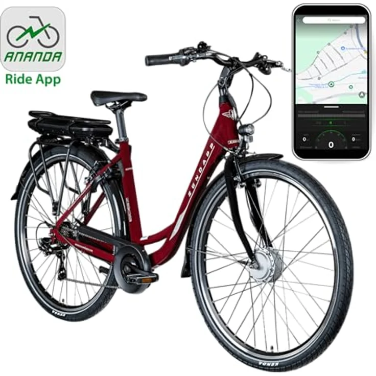 Zündapp E-Bike Z503 City, 28 Zoll, 7-Gang, Vorderradmotor 250 W, 522 Wh, weinrot – Bild 10