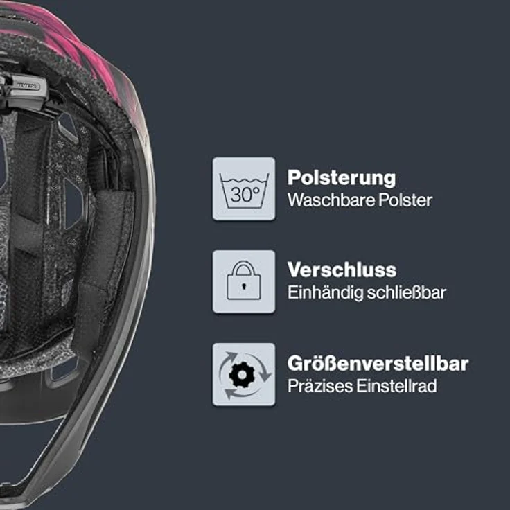 Uvex React Jr Fullface, Kinder MTB Fahrradhelm, cranberry matt, Größenverstellbar, integrierte Sonnenblende, passive Belüftung – Bild 3