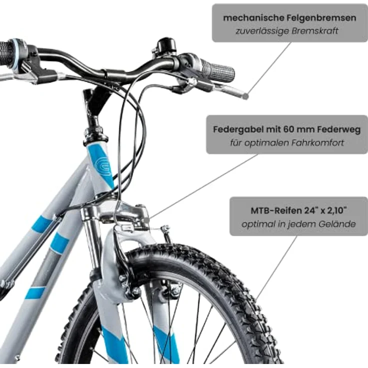 Galano Mountainbike GA20, 24 Zoll, 21 Gang Saiguan, Jugendfahrrad für Mädchen und Jungen, 21 Gänge, blau – Bild 4