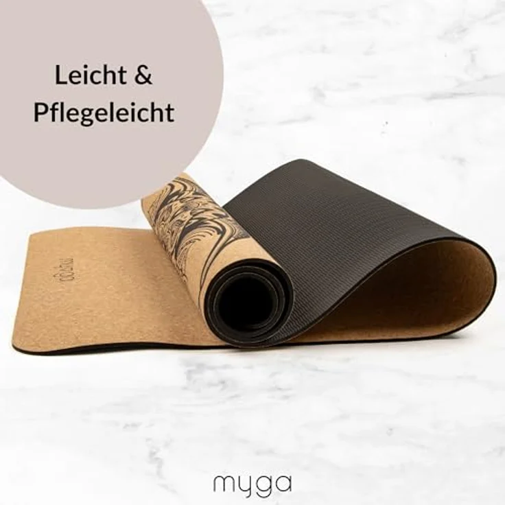 Myga XL Kork Yogamatte, 200 cm x 70 cm, rutschfest, wärmeregulierend, leicht tragbar, 6 mm dick, Elefanten Design, Naturkork – Bild 5